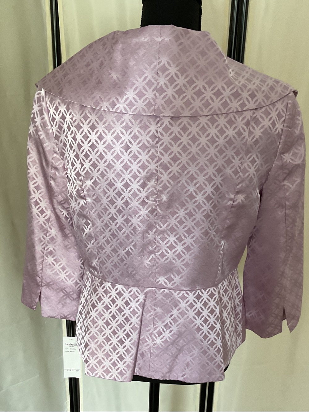 Abella Lavender Satin Patterned Shawl-Collar Jacket - Picture 4 of 6